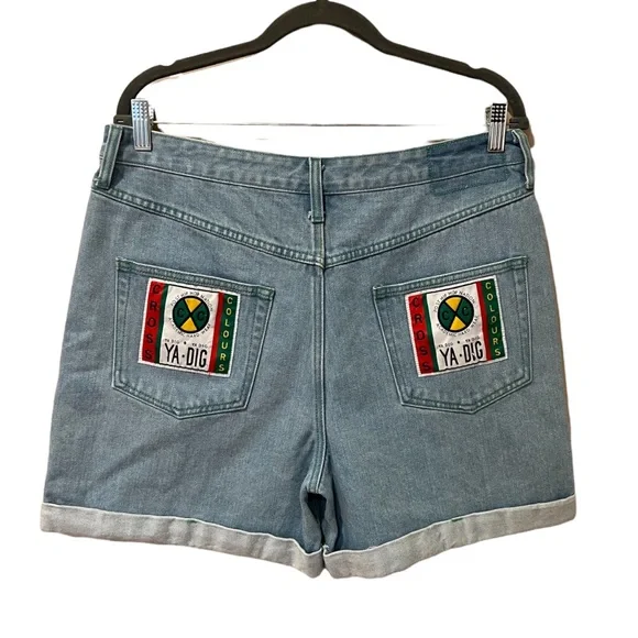 Cross Colours Cuffed Denim Short Ya Dig Hip Hop in Vintage Indigo NWOT (32) - Picture 5 of 9
